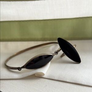 Elegant Sterling Silver Onyx Bracelet and Ring Set